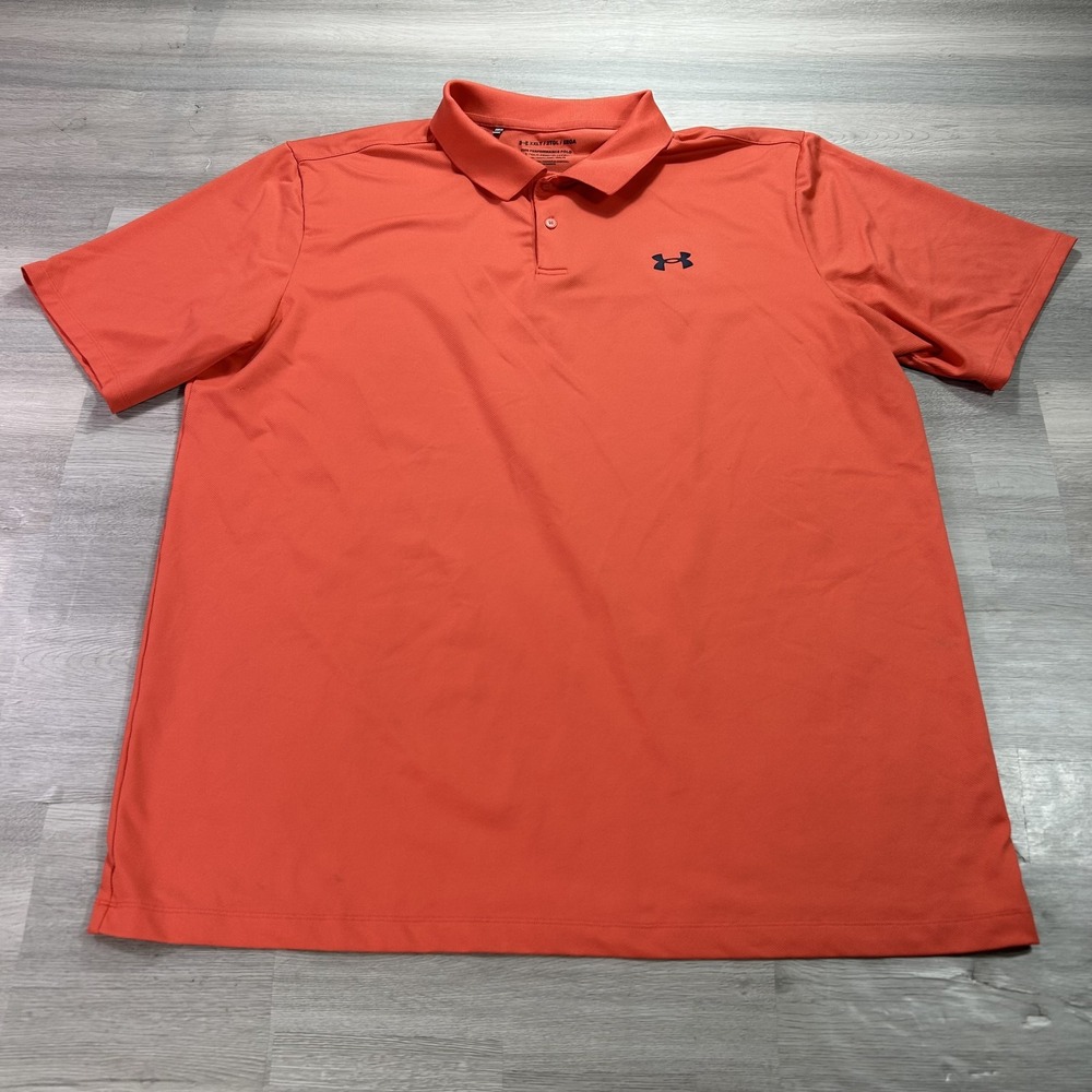 Under Armour The Performance Polo Shirt Mens Big 2XLT Orange Solid Golf Stretch